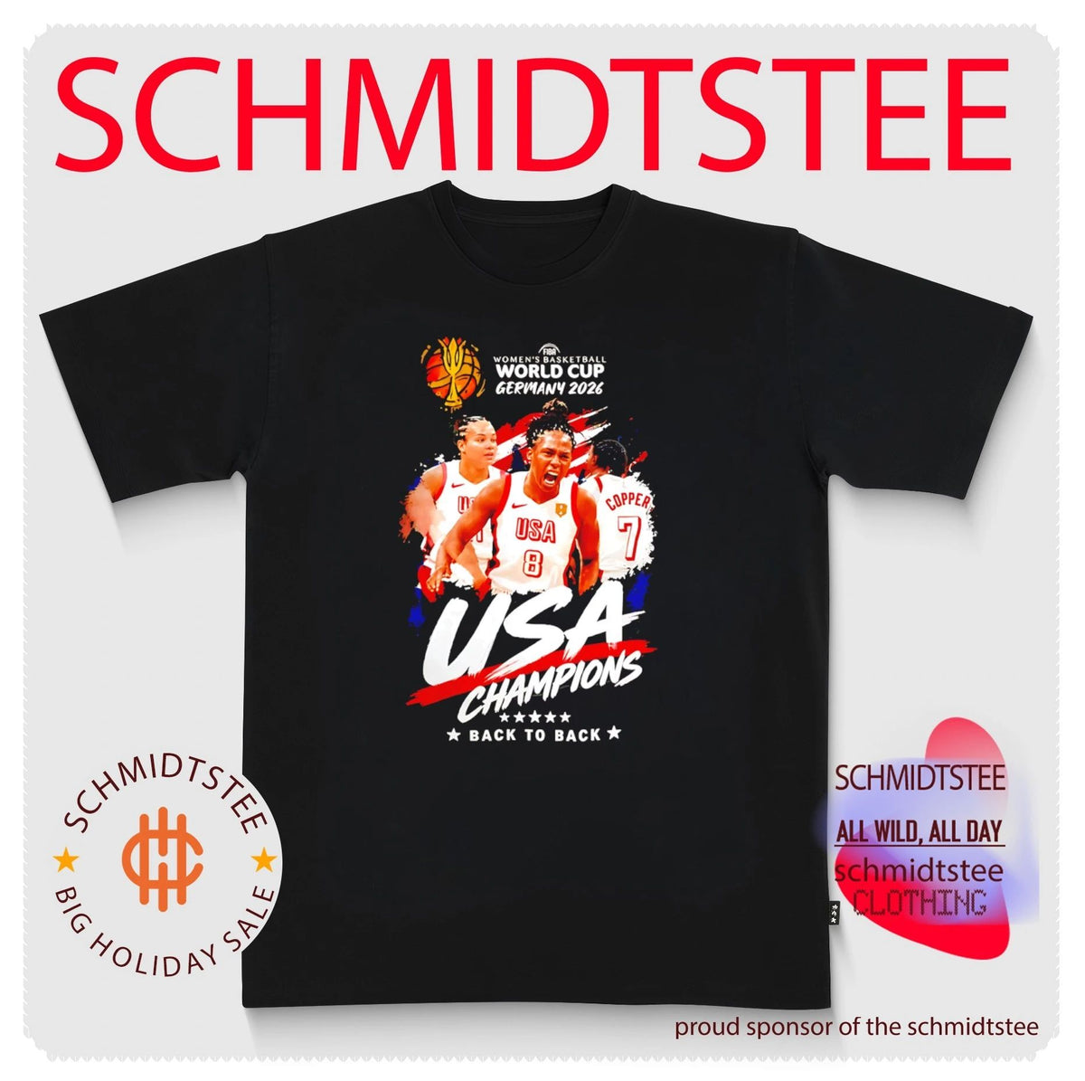 Team USA 2026 FIBA Women’s Basketball World Cup Germany Champions back to back graphic shirt