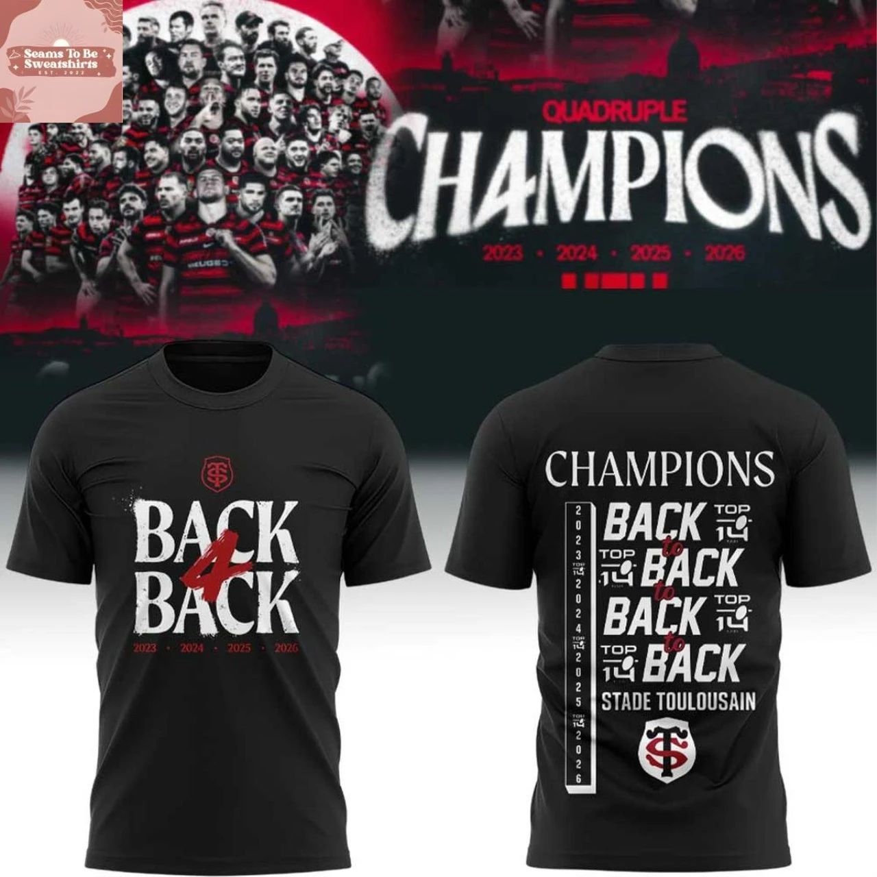 Stade Toulousain Rugby 2026 Back 4 Back Champions Locker Room Shirt