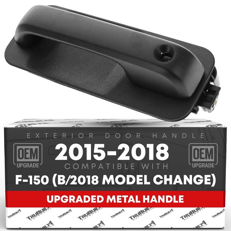 T1A Exterior Front Driver Door Handle, Upgraded Metal – Compatible with 2015-2018 (Before Model Change) Ford F-150 – Textured Black w/Keyhole – OEM FL3Z-1522405-AA-MT, 97931 – Front Driver Side Handle