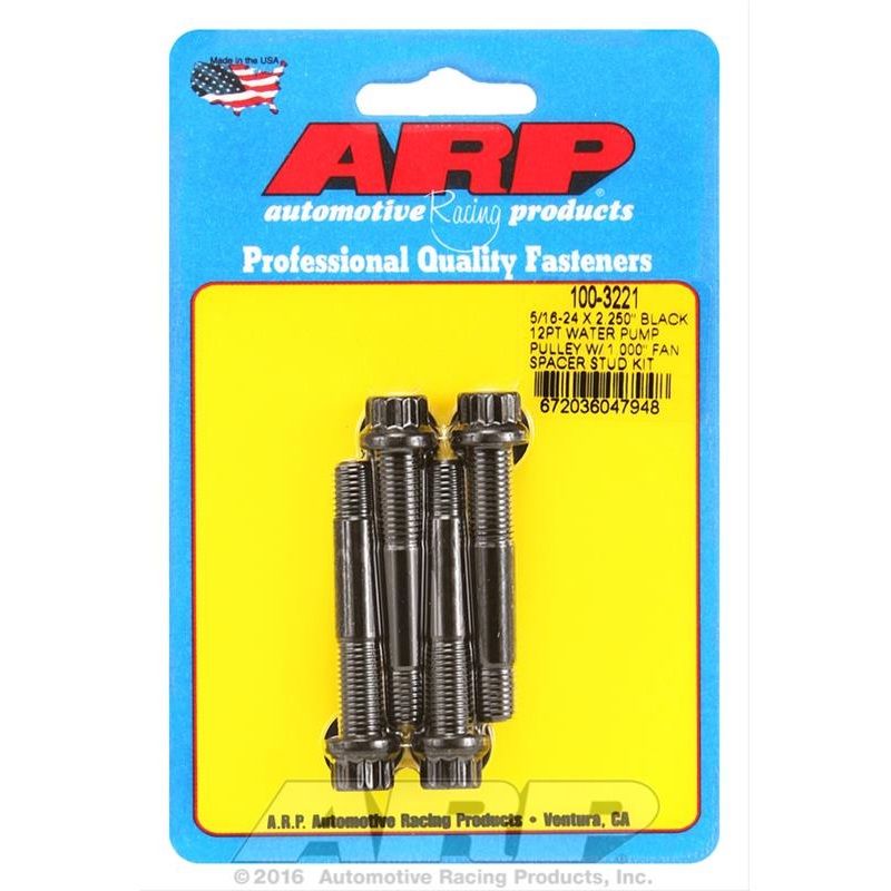 ARP 5/16-24×2.250 black 12pt WP pully w/1.000 fan spcr stud