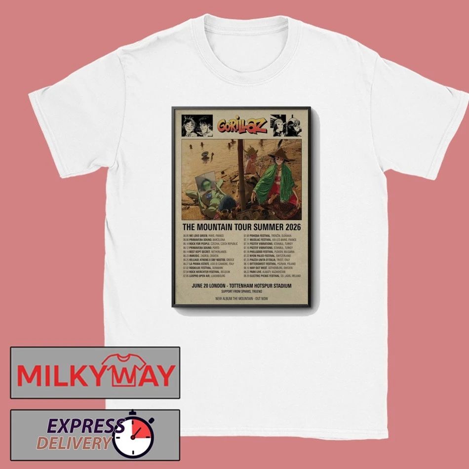 Gorillaz The Mountain Tour Summer 2026 Poster shirt