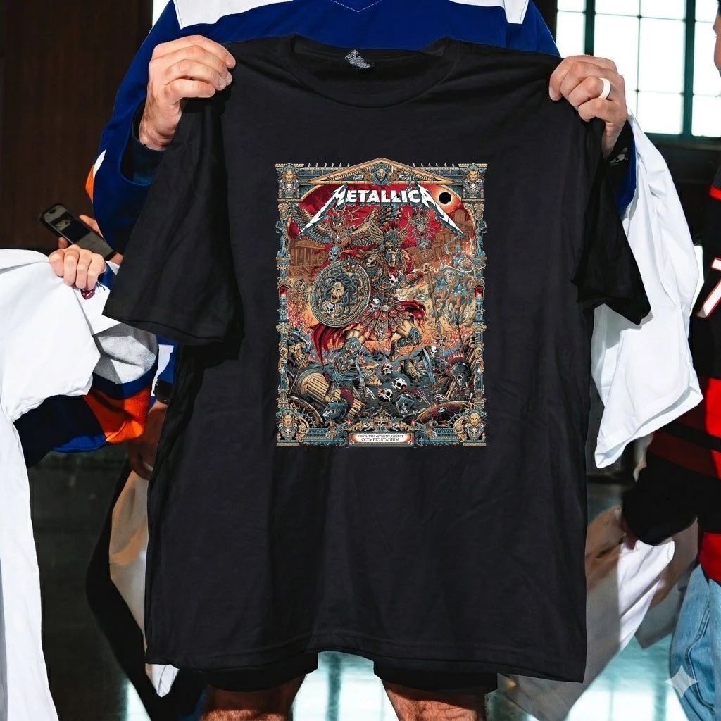 Metallica M72 Athens 2026 Pop Up Shop Poster At Greece Olympic Stadium On May 9 2026 The Warrior With Medusa Shield Art By Juan Ma Orozco Shirt
