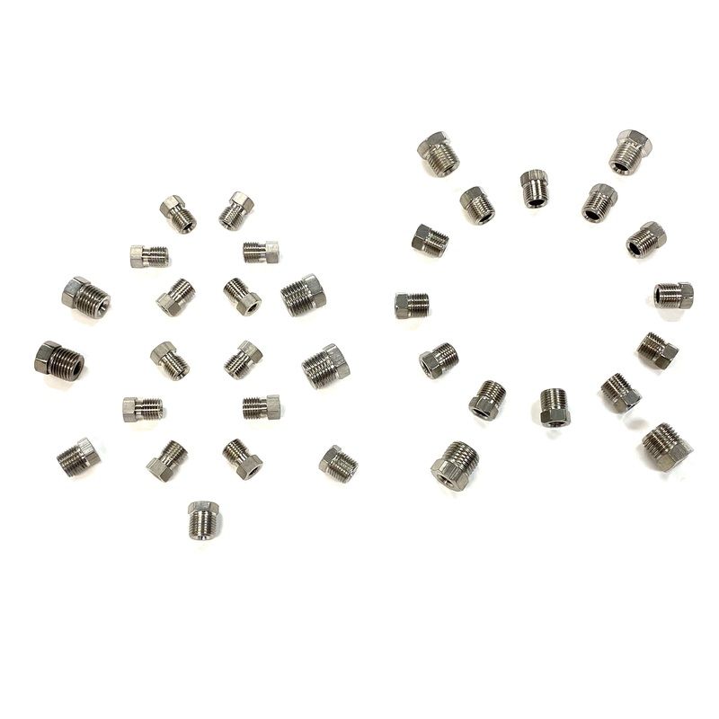 Stainless Steel SAE Brake Line Fitting Kit for Inverted Flares on 3/16 and 1/4 Inch Tube (35 Fittings Total)