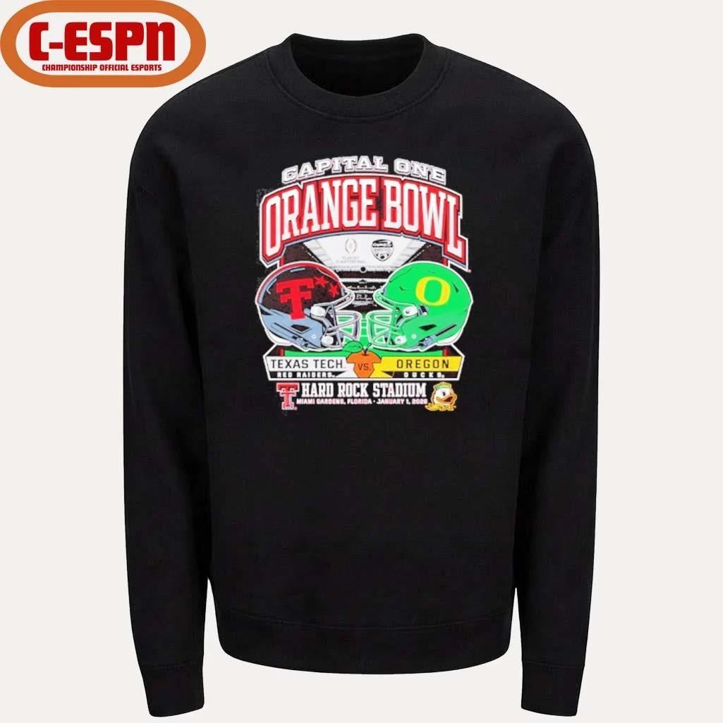 Texas Tech 2025 Orange Bowl Dueling Helmets vs. Oregon Shirt