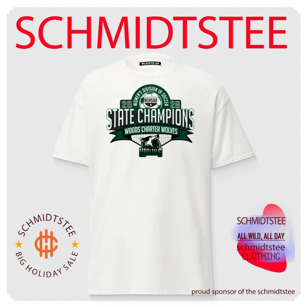 Woods Charter Wolves 2026 NCHSAA Women’s Division 1A Soccer Champions shirt