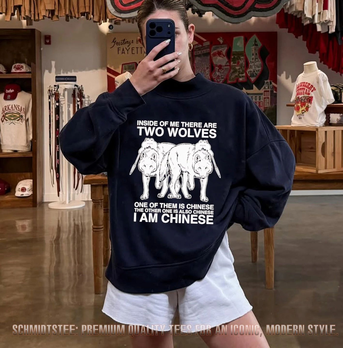 Inside of me there are two wolves one of them is Chinese the other one is also Chinese shirt