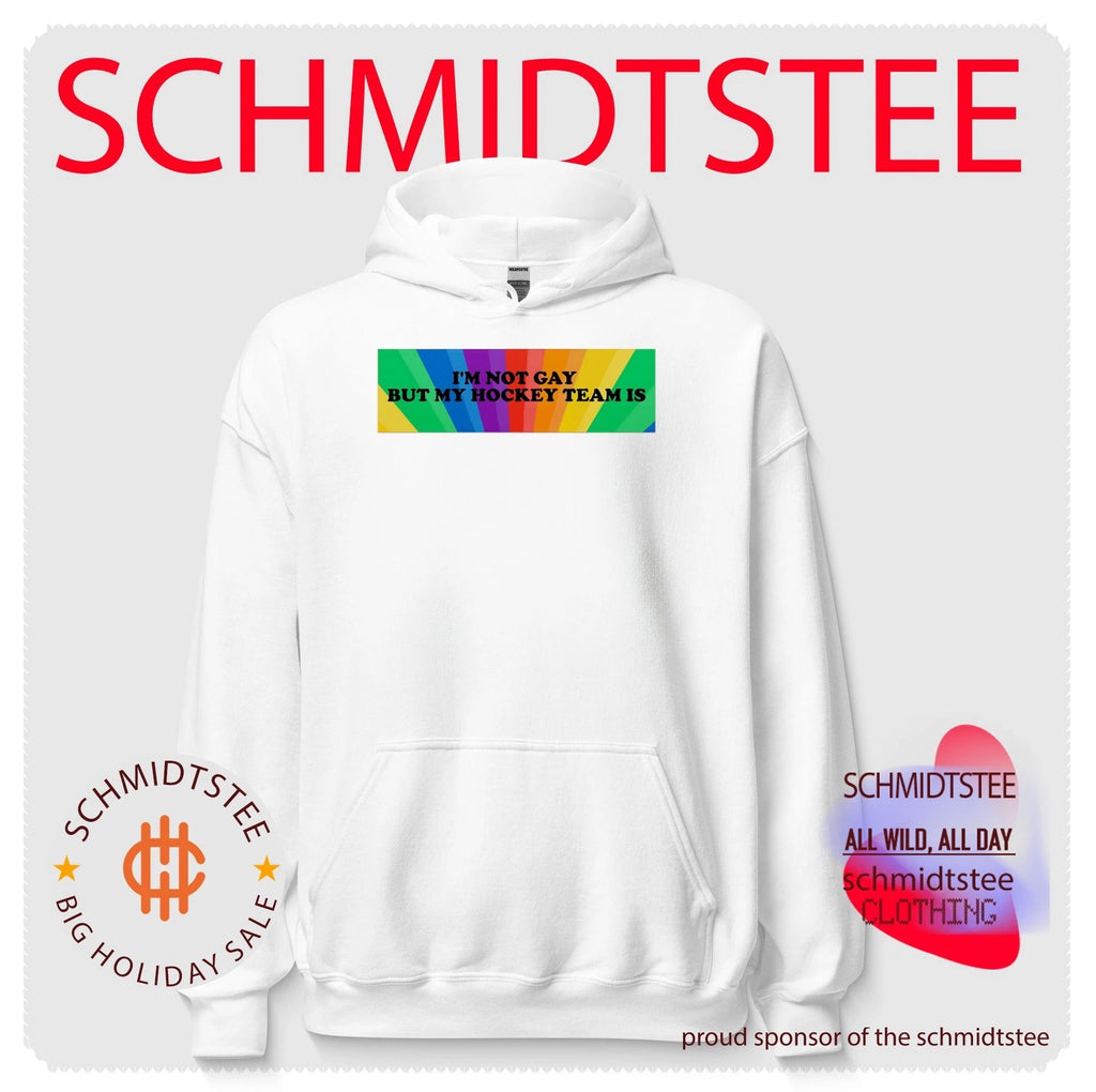 I’m not gay but my hockey team is Pride rainbow background shirt