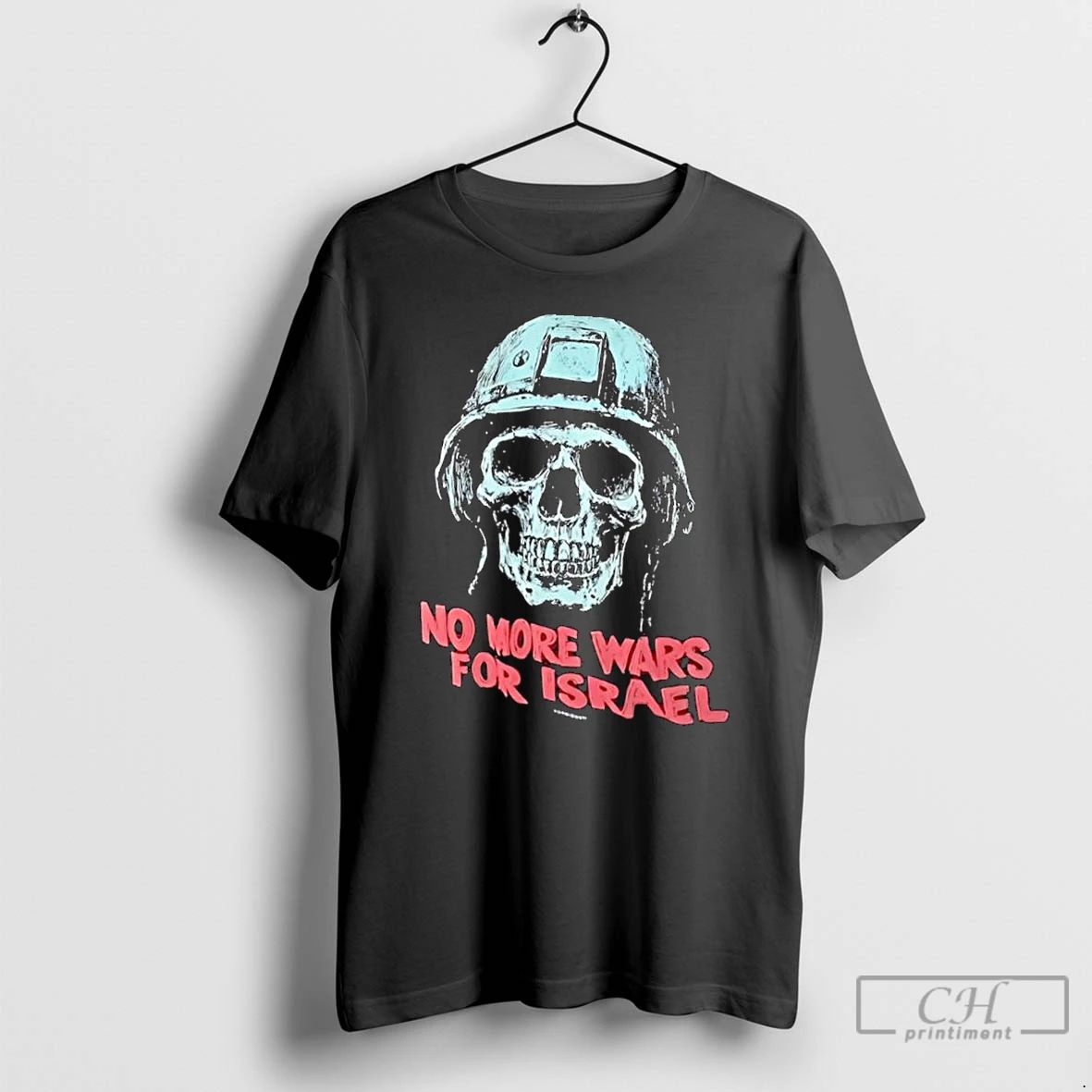 Classic Skull Military Helmet No More Wars For Israel T Shirts