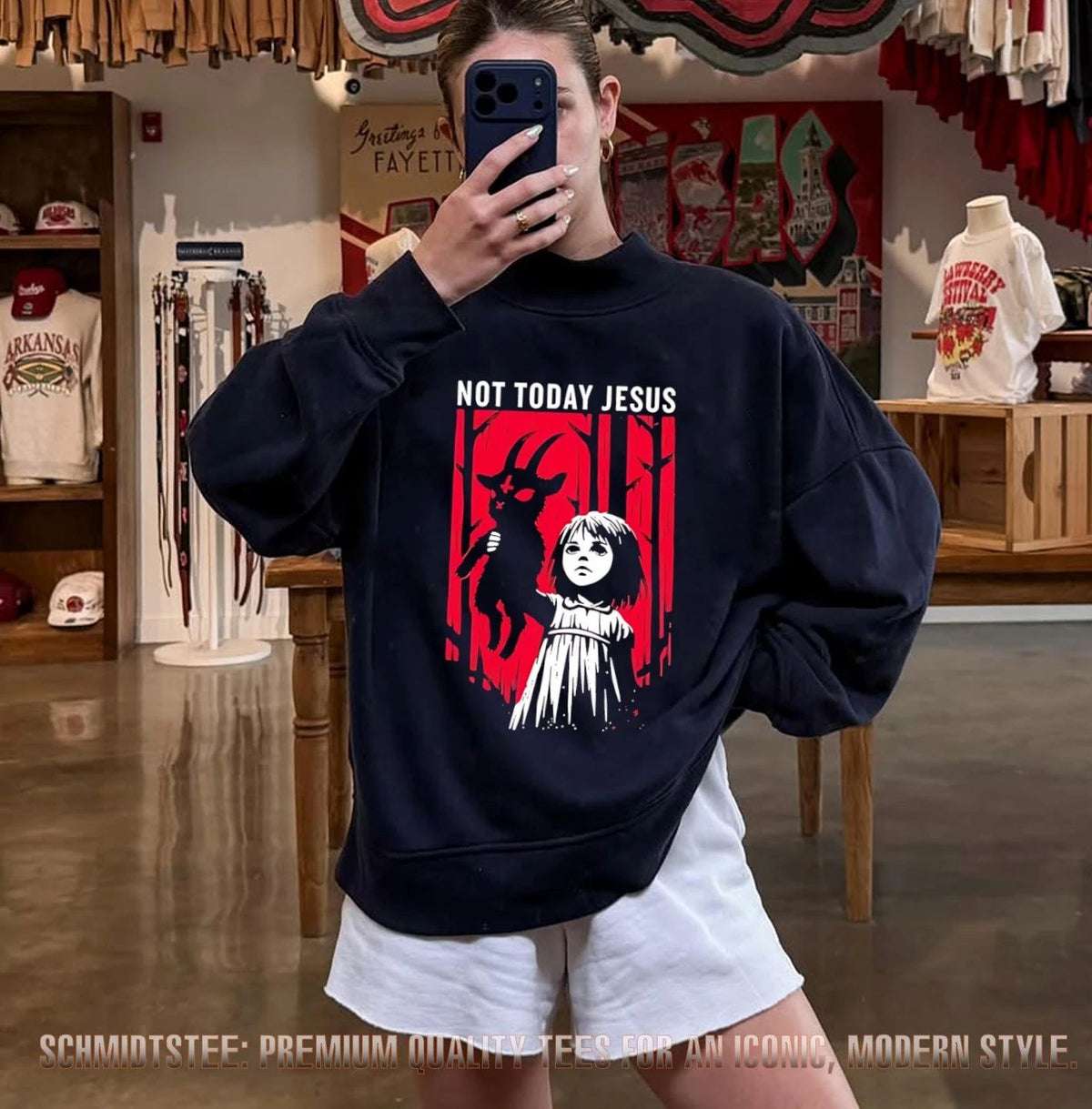 Not today Jesus Baphomet Goat 2026 Halloween graphic shirt