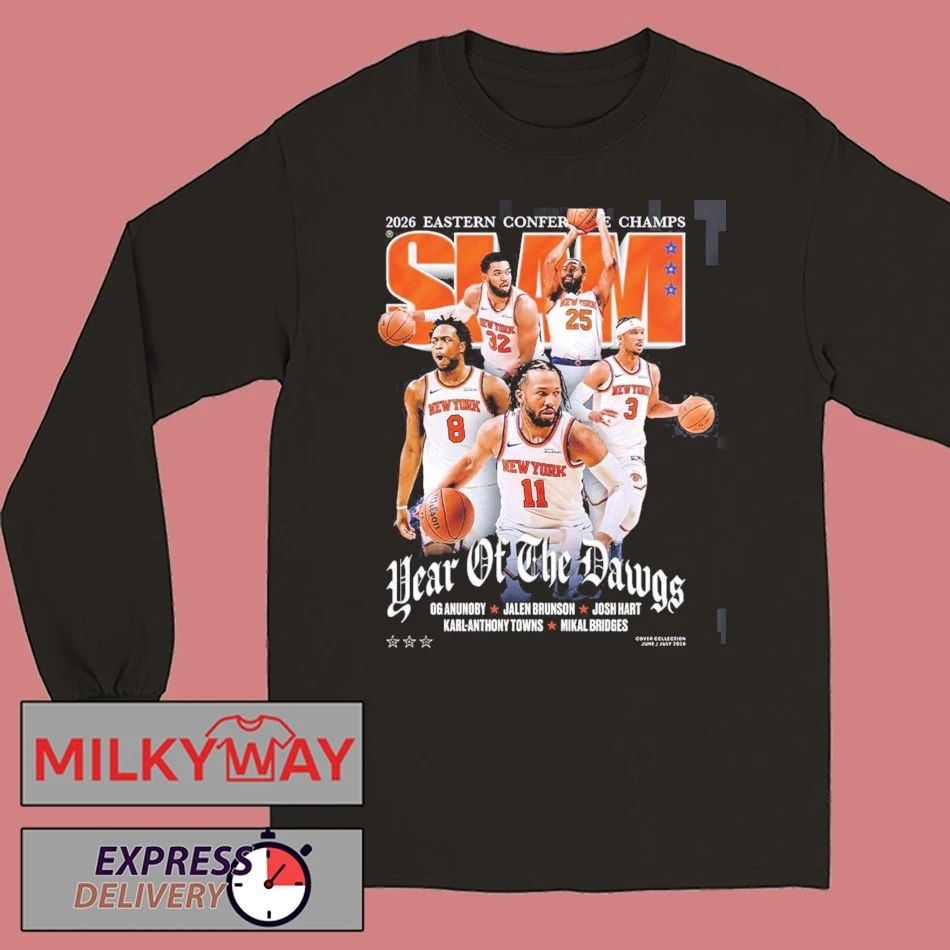 New York Knicks SLAM 262 Year Of The Dawgs 2026 Eastern Conference Champs Magazine Cover T-Shirt