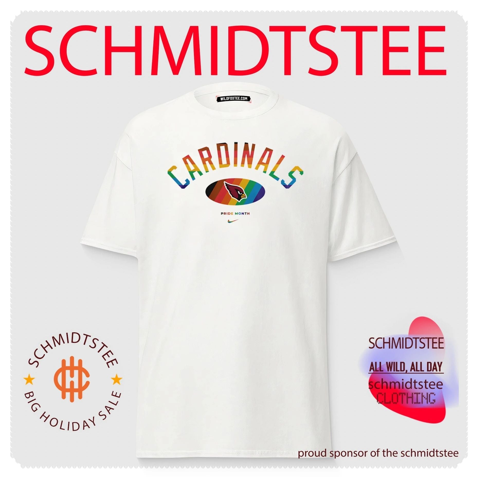 Arizona Cardinals Pride Month Rainbow logo shirt