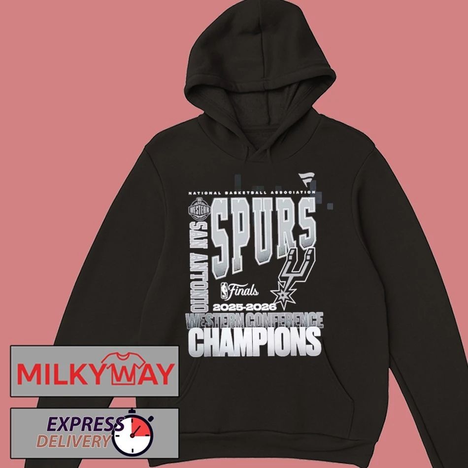 San Antonio Spurs Fanatics Black 2026 NBA Western Conference Champions Stacked Block T-Shirt