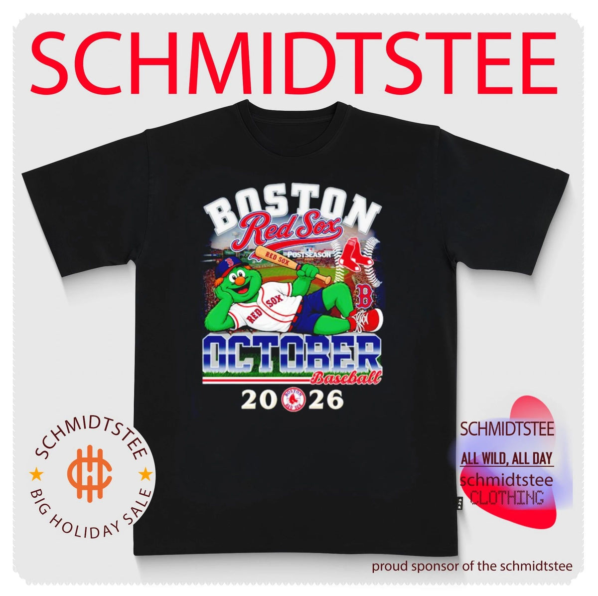 Boston Red Sox 2026 Postseason October Baseball mascot shirt
