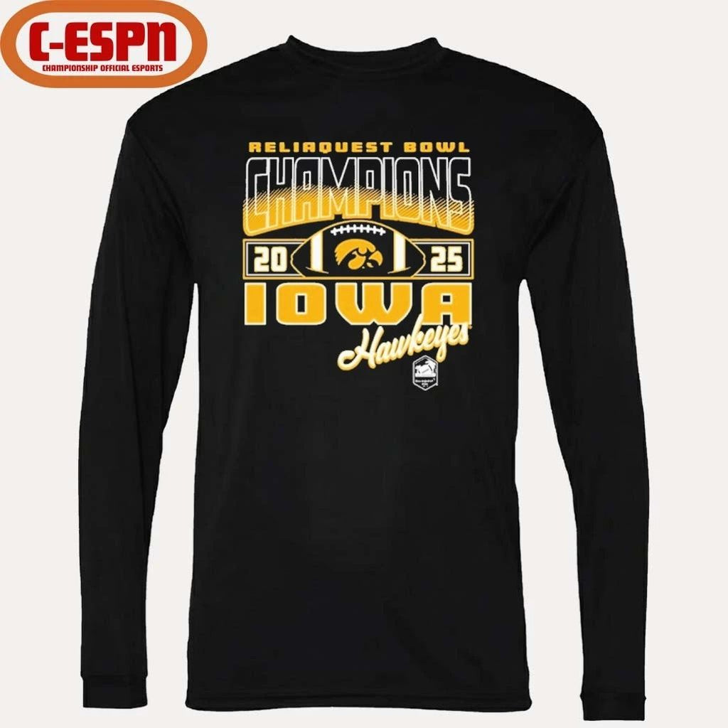 Iowa Hawkeyes 2025 Reliaquest Bowl Champions Official T-Shirt