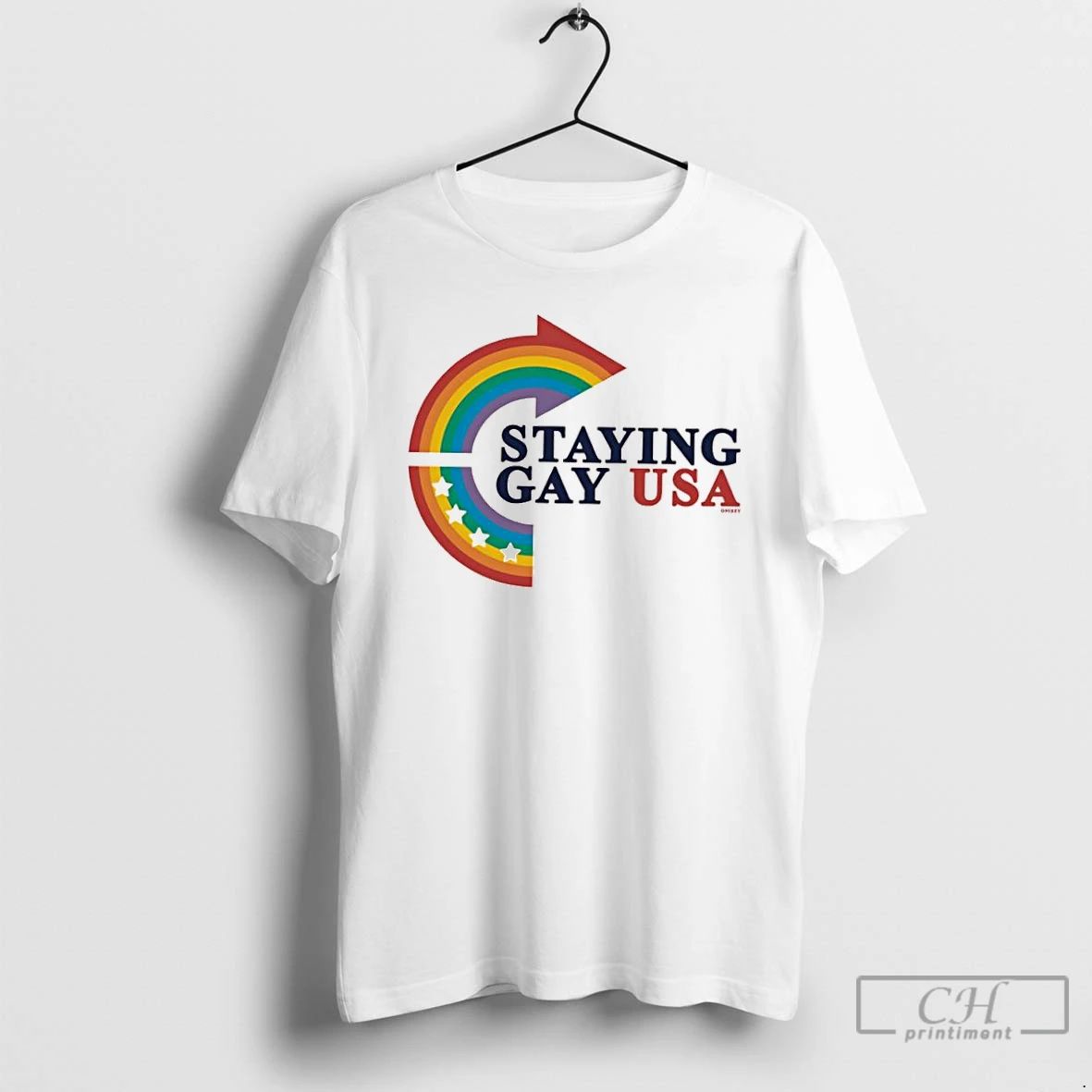 Classic Staying Gay Usa Rainbow Arrow Logo T Shirts