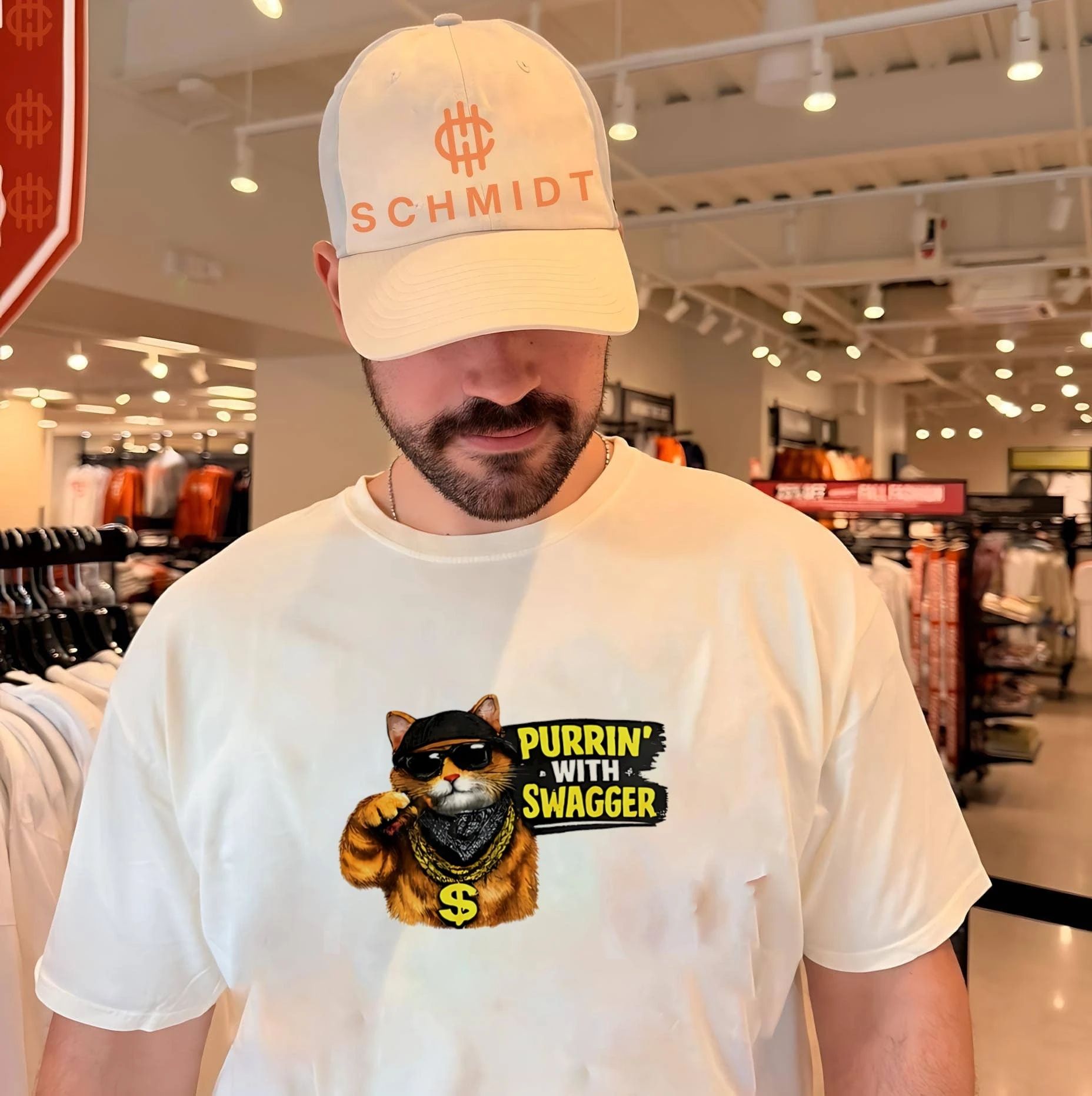 Purrin’ with swagger cat gangter shirt