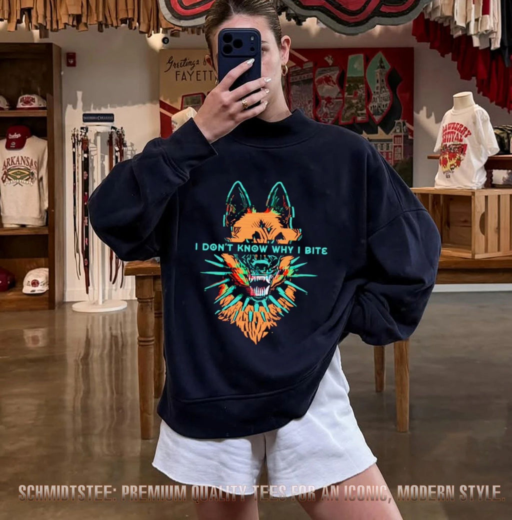 I Don’t Know Why I Bite Glitch Wolf shirt