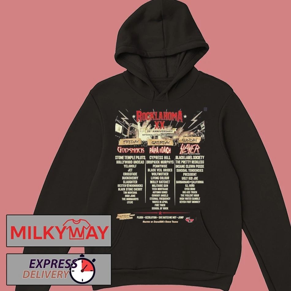 Rocklahoma 20th Anniversary 2026 Full Lineup In Pryor Oklahoma On September 4 5 6 2026 Two Sided T-Shirt