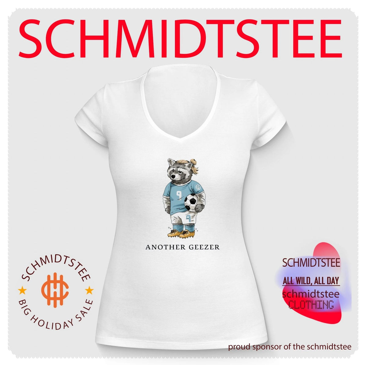 Another Geezer Raccoon Soccer Player Number 9 shirt