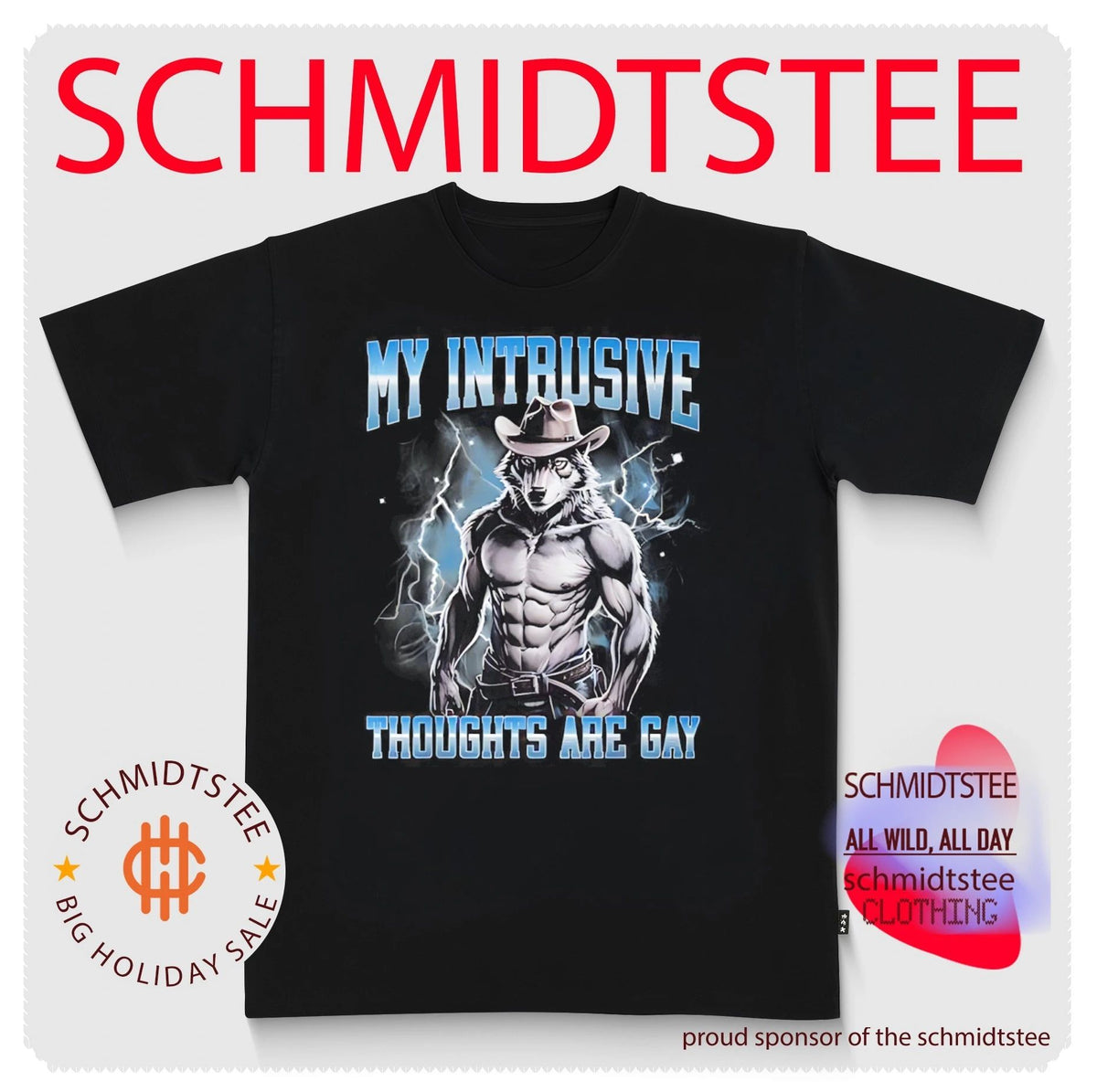 My intrusive thoughts are gay hard wolf meme shirt