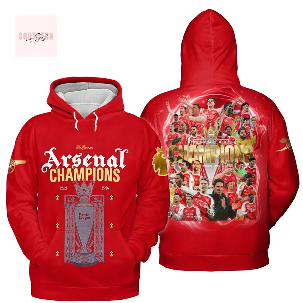 Arsenal 2025-26 Premier League Champions Players 3D T-Shirt