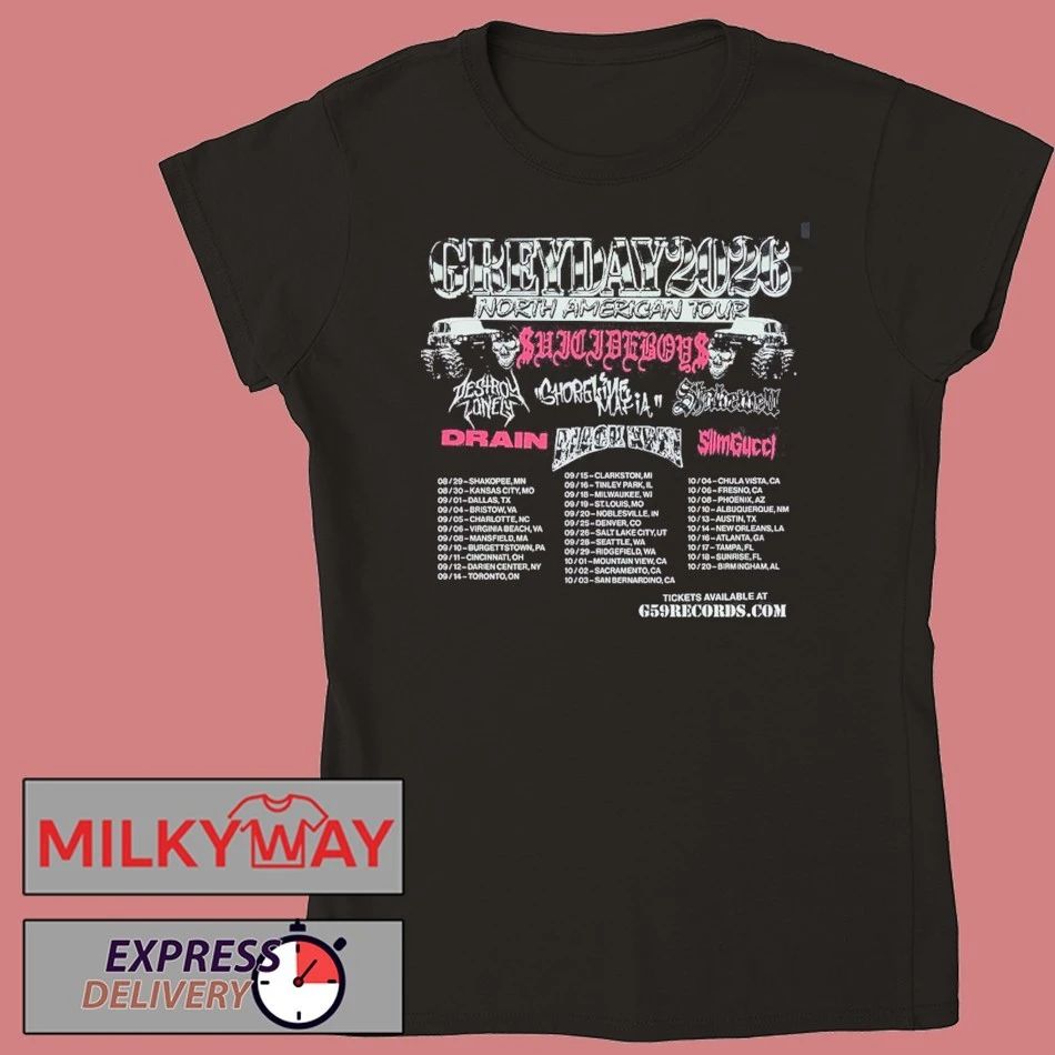 Suicide Boys Grey Day 2026 North America Tour Lineup With Schedule Dates Two Sided T-Shirt