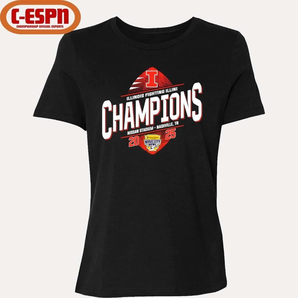 Illinois Fighting Football 2025 Music City Bowl Champions T-Shirt