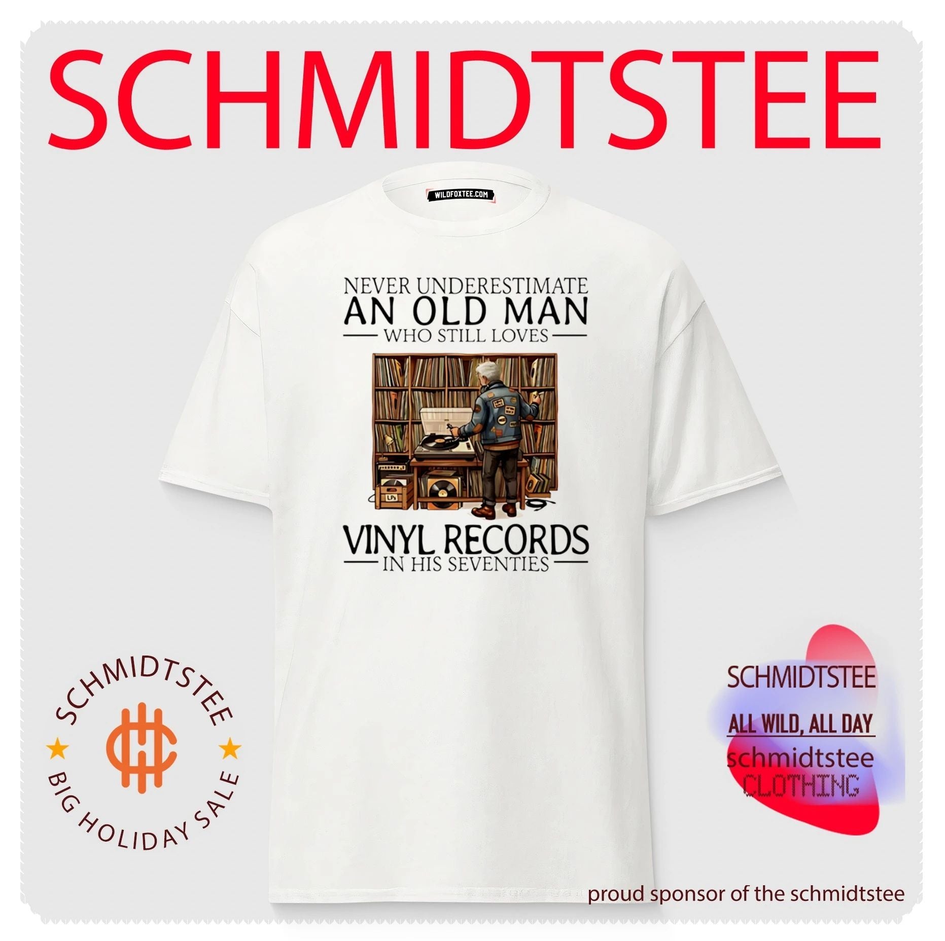 Never underestimate an old man who still loves vinyl records in his seventies shirt