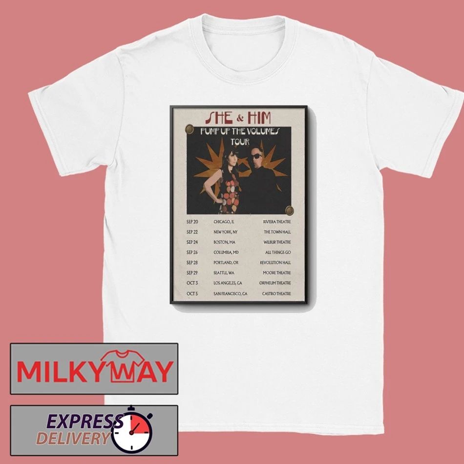 She & Him Pump Up The Volumes Tour 2026 Poster shirt