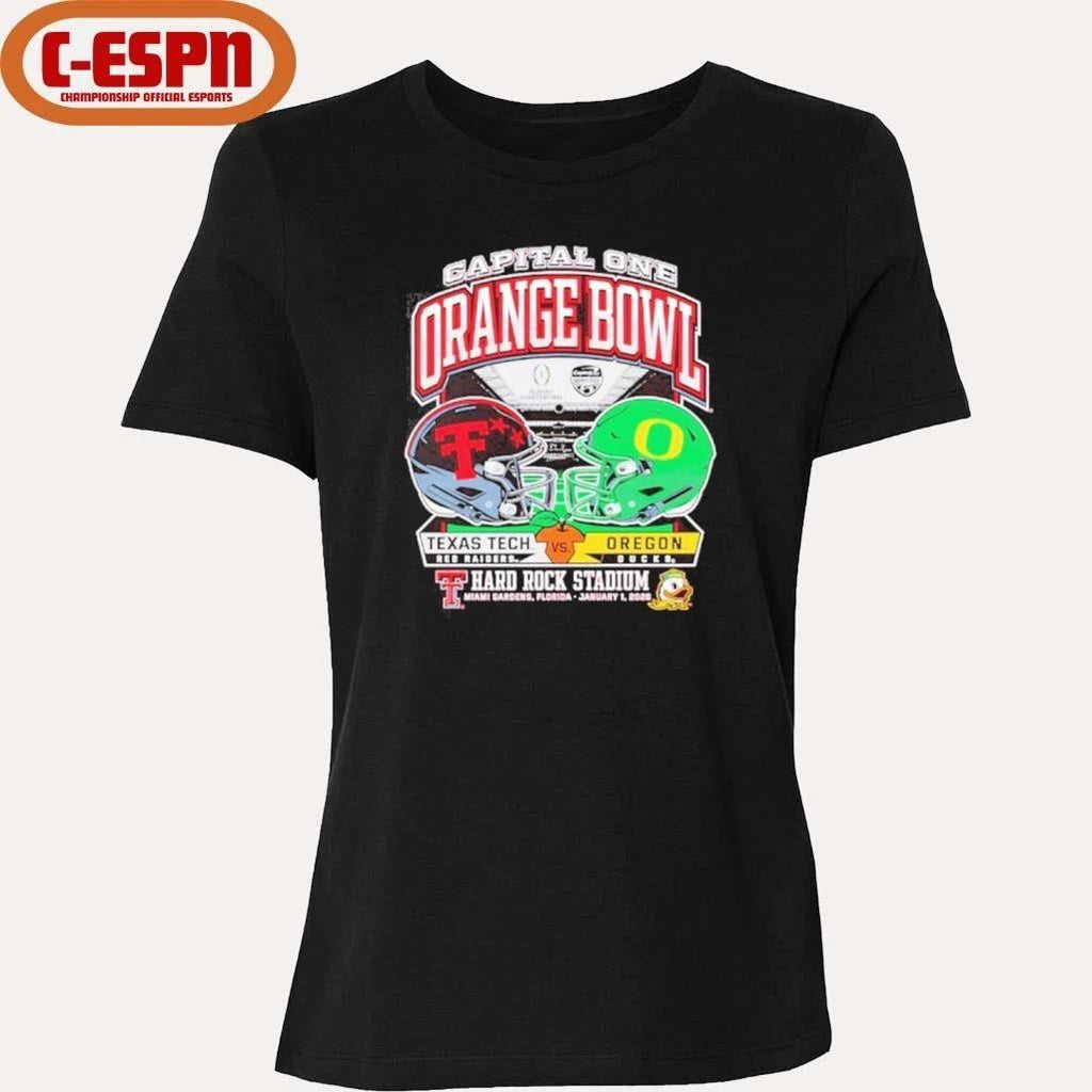 Texas Tech 2025 Orange Bowl Dueling Helmets vs. Oregon Shirt