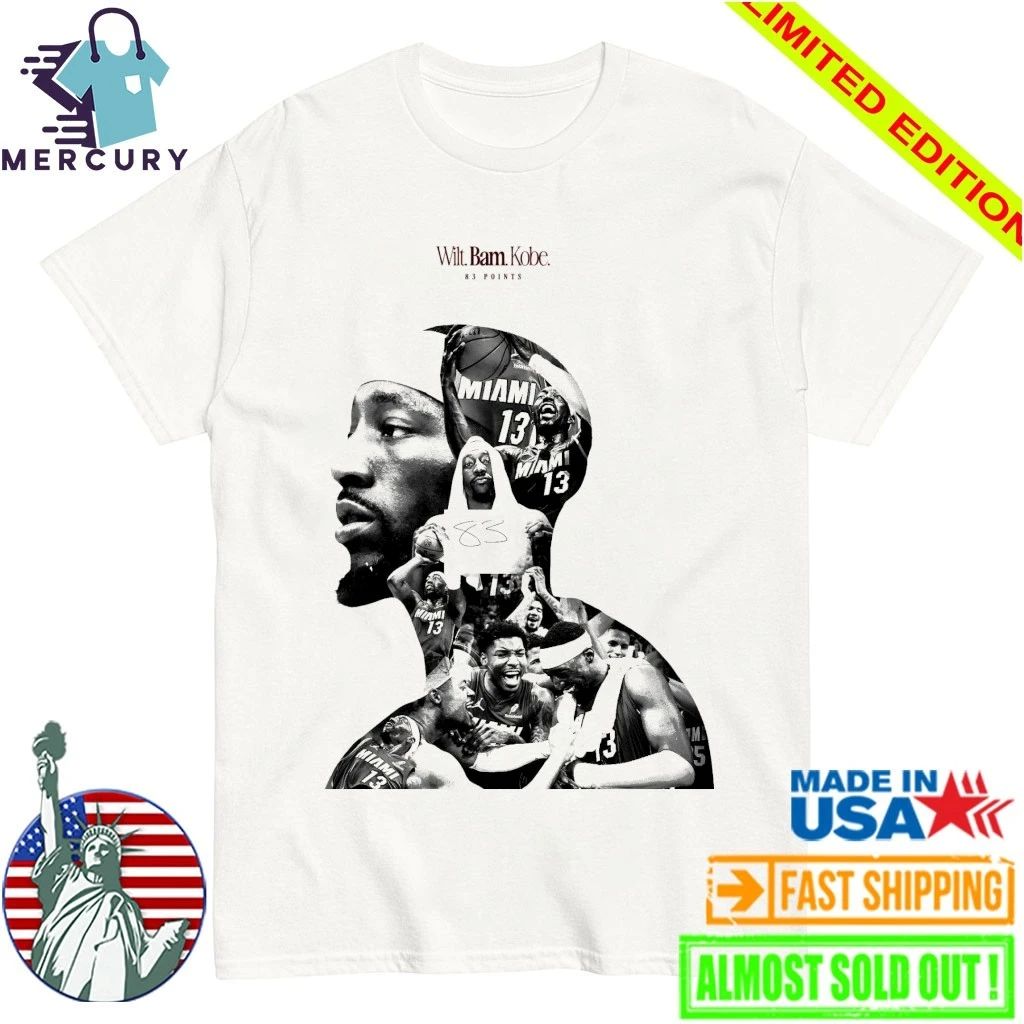 Bam Adebayo 83 Points Second Most Points Game In History NBA Wilt Bam Kobe Shirt