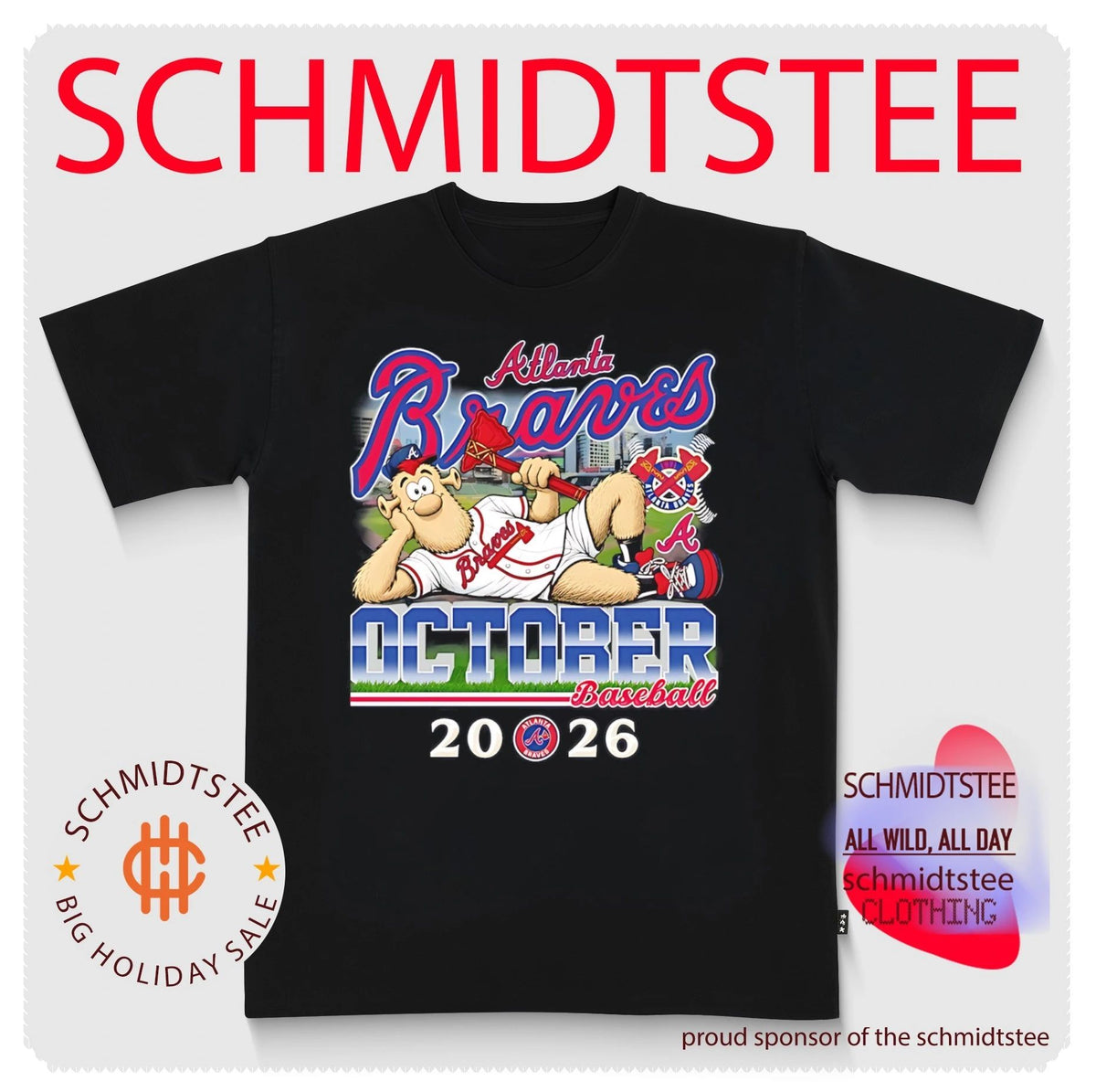 Atlanta Braves October Baseball 2026 mascot graphic shirt