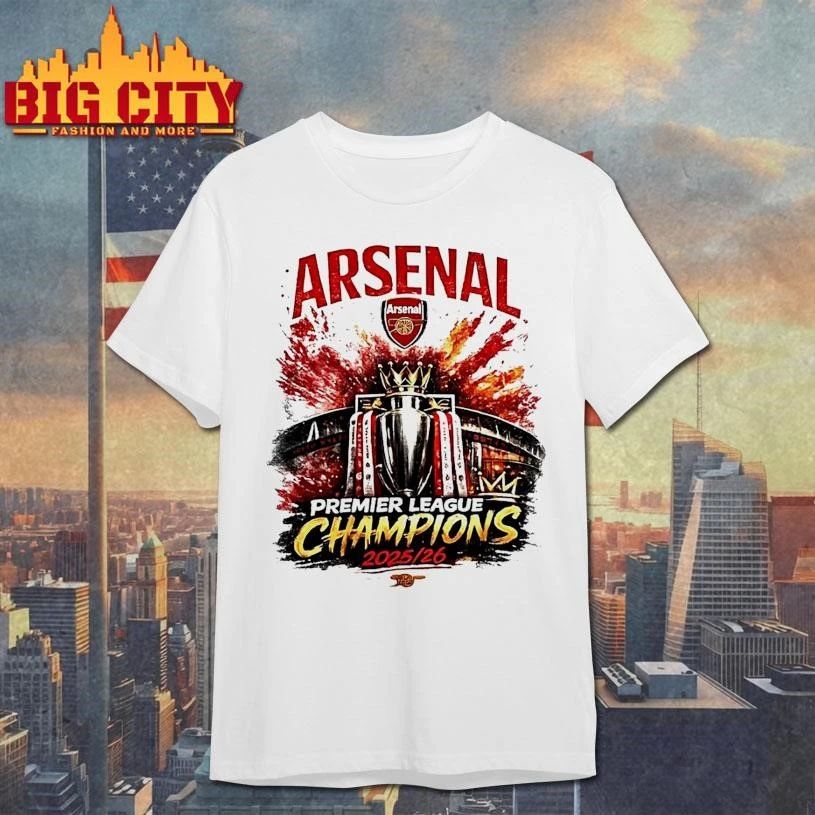 Arsenal Premier League Champions 2025 26 Retro Football Graphic Shirt