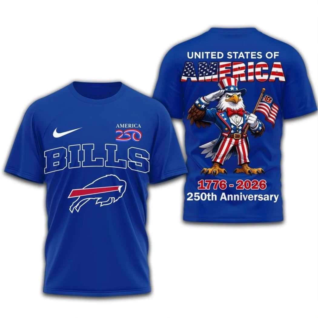 Original Buffalo Bills NFL United States of America 1776-2026 America 250th Anniversary Logo Two Sided Shirt