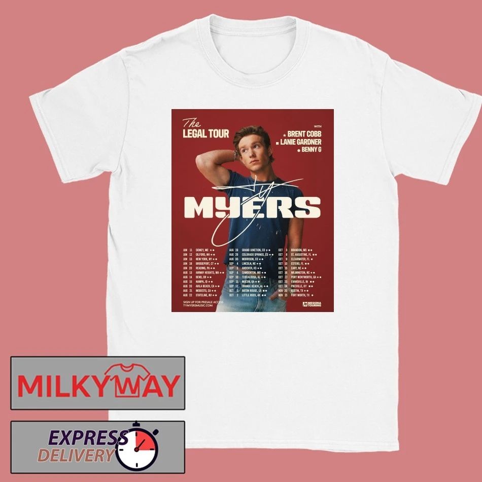 Ty Myers The Legal Tour 2026 North America City Dates T-Shirt