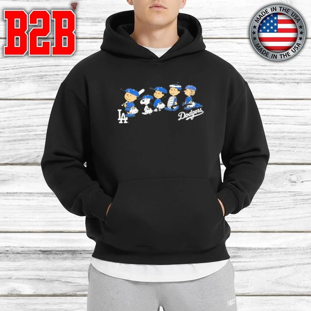 Peanuts Snoopy Charlie Brown Los Angeles Dodgers Baseball Team Shirt