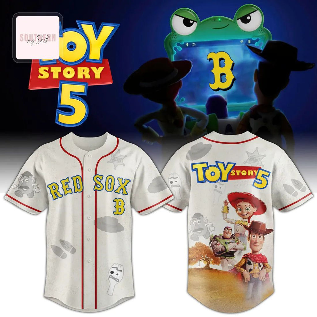Boston Red Sox x Toy Story 5 Disney Pixar Woody and Buzz 2026 Limited Edition Commemorative Graphic Baseball Jersey