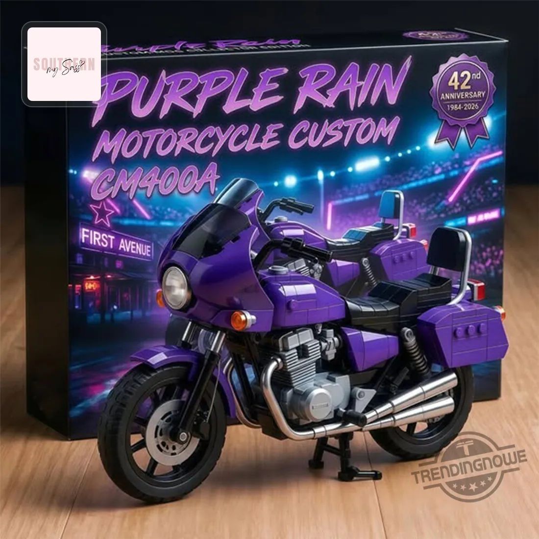 Purple Rain CM400A Custom Motorcycle 42nd Anniversary Commemorative Building Blocks Brick Set