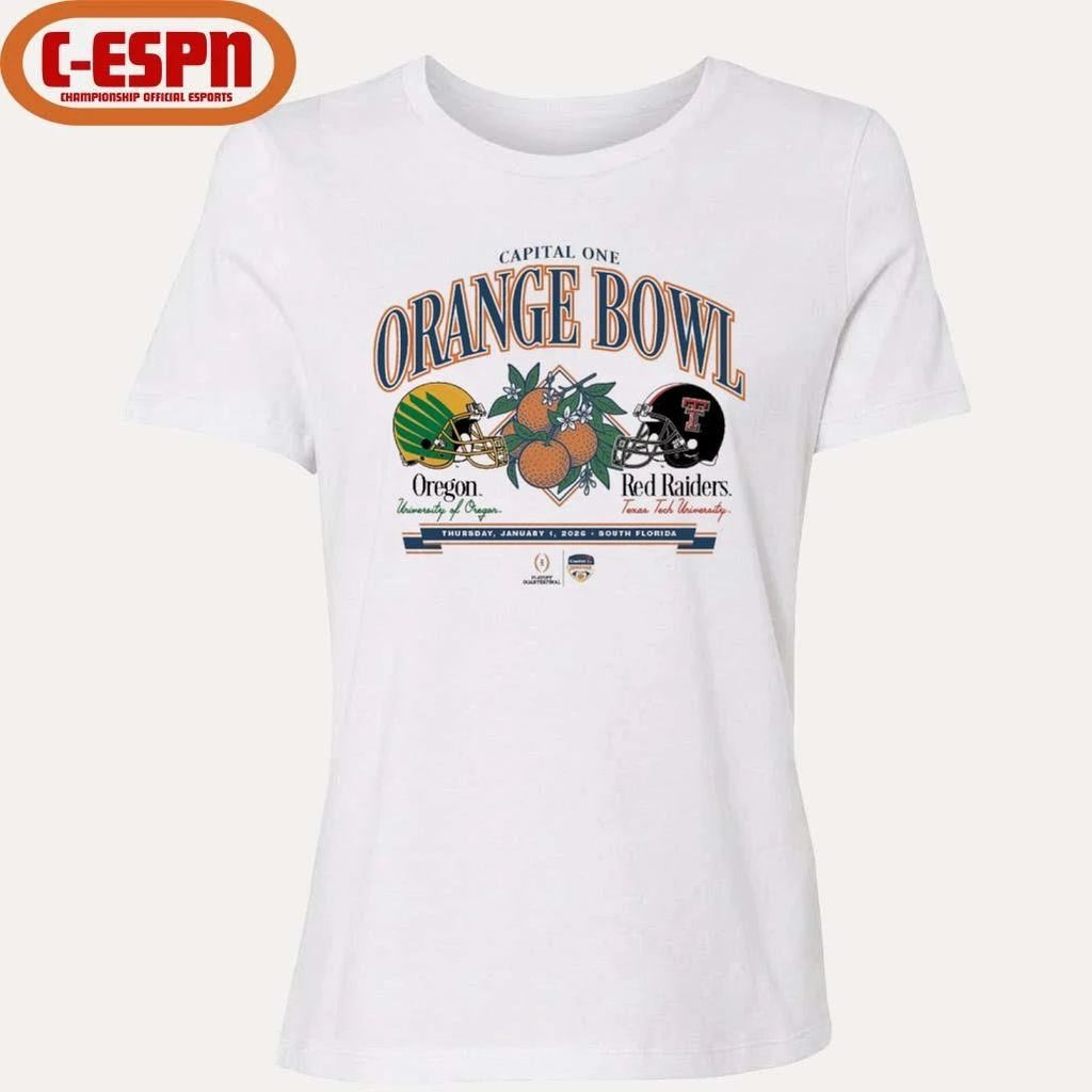Texas Tech University vs. University Of Oregon 2026 Capital One Orange Bowl shirt