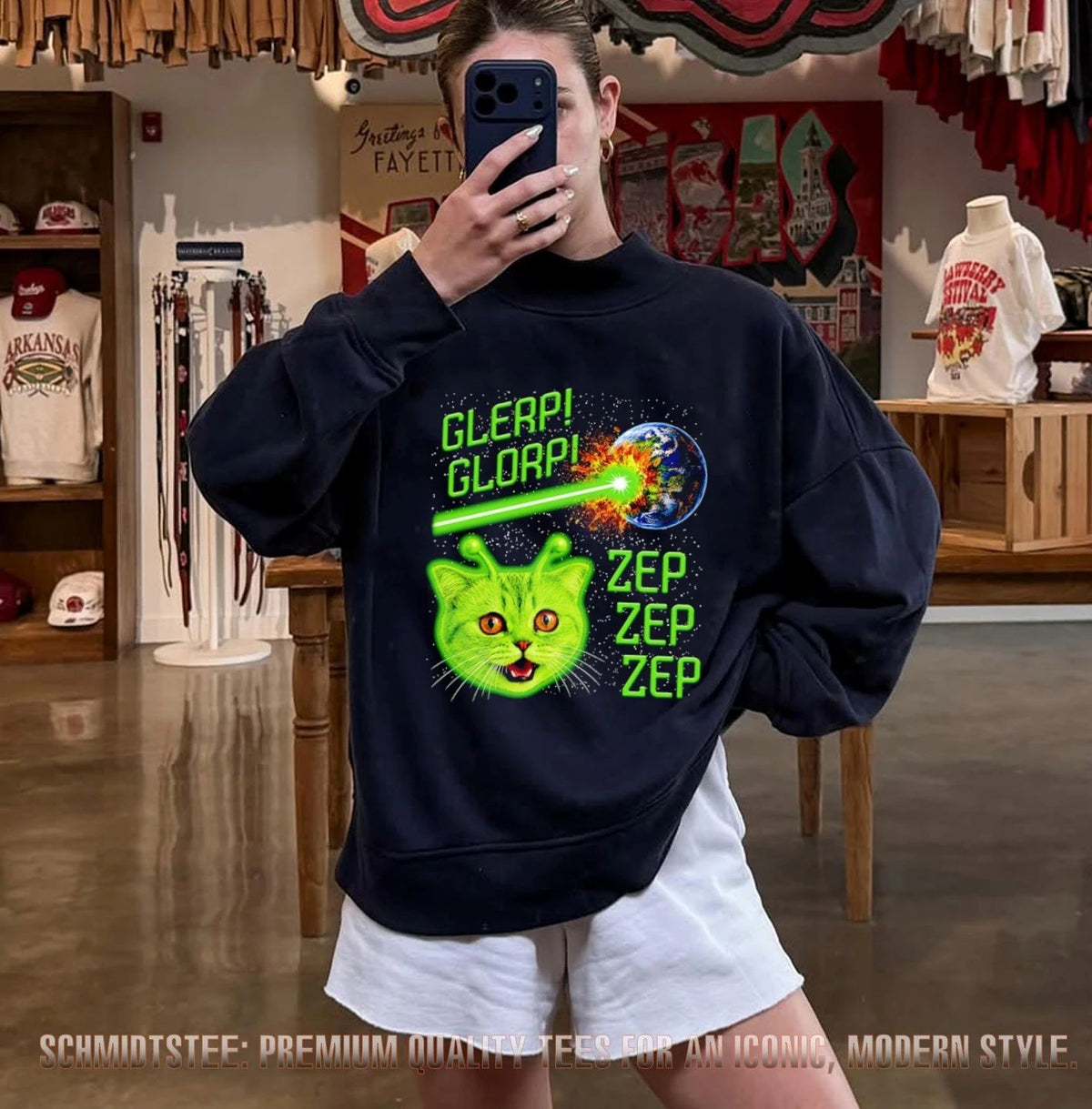Alien Cat Glerp Glorp Zep Zep Zep Space shirt
