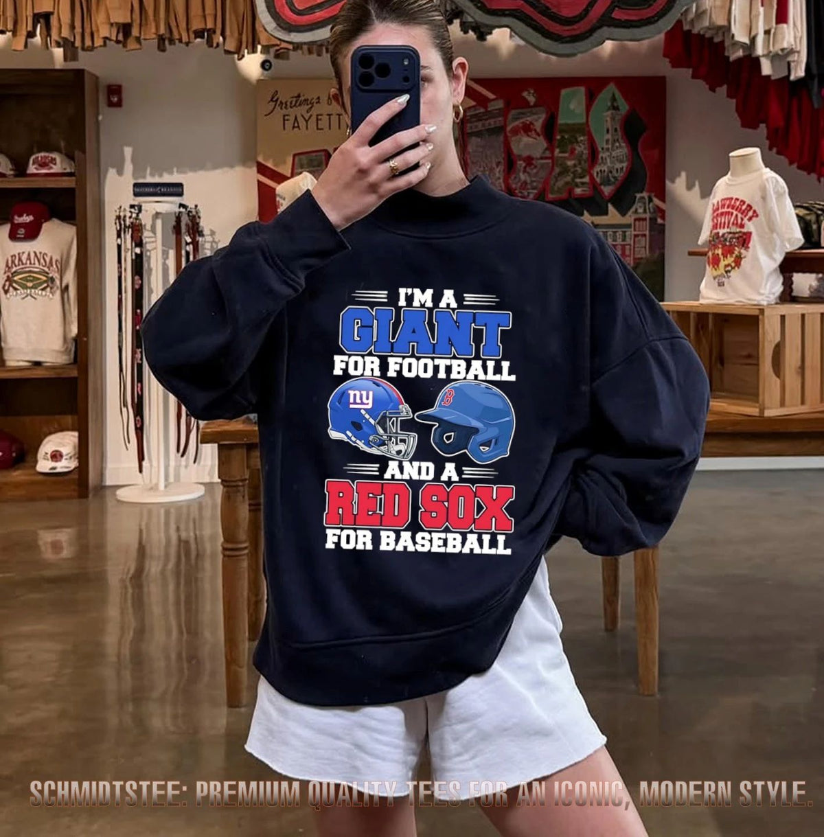 I’m a New York Giants for football and a Boston Red Sox for baseball shirt