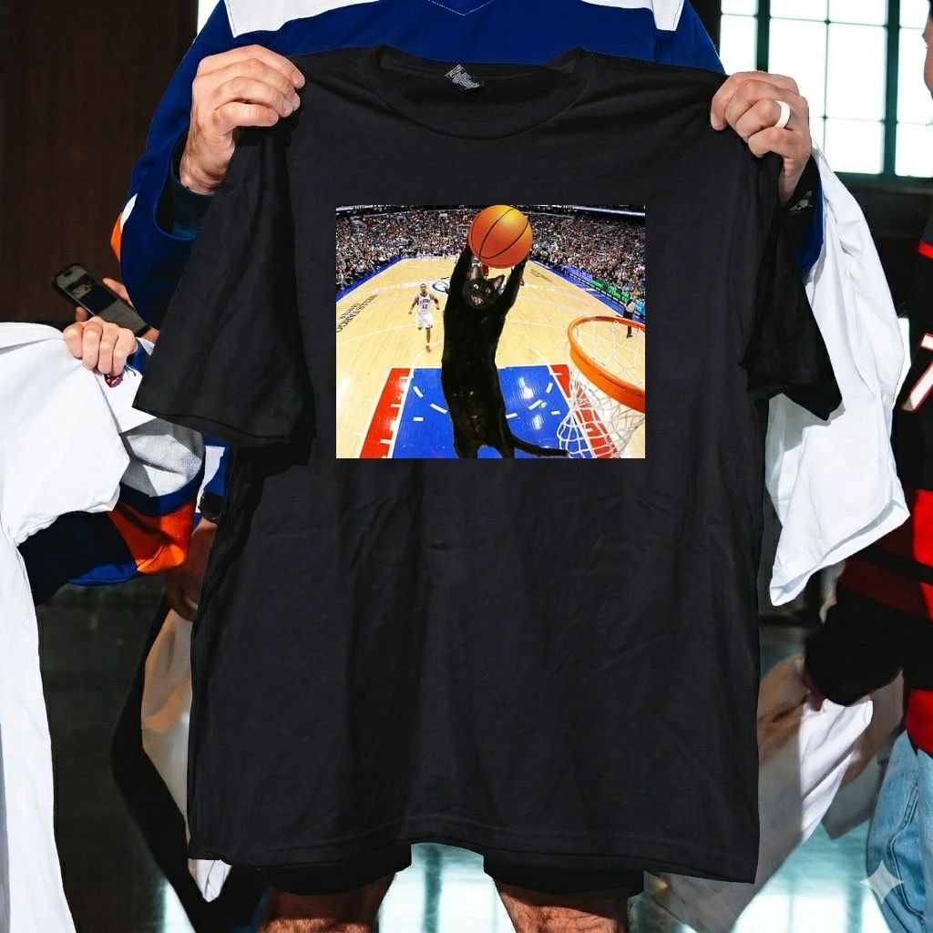 Jarrett Allen Wearing Basketball Cat Meme Shirt