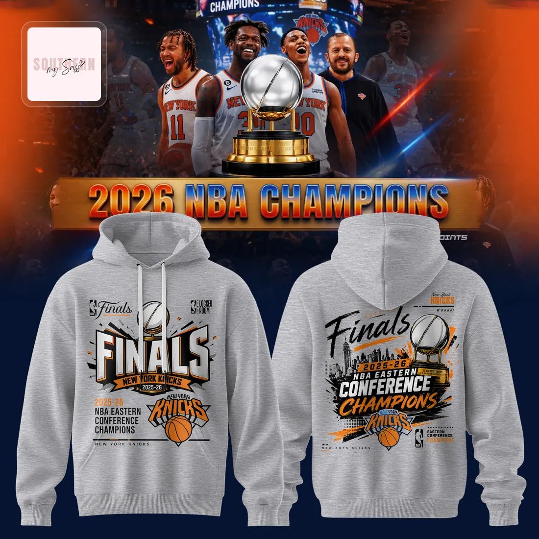 New York Knicks 2026 NBA Eastern Conference Champions Commemorative Locker Room Pullover Hoodie