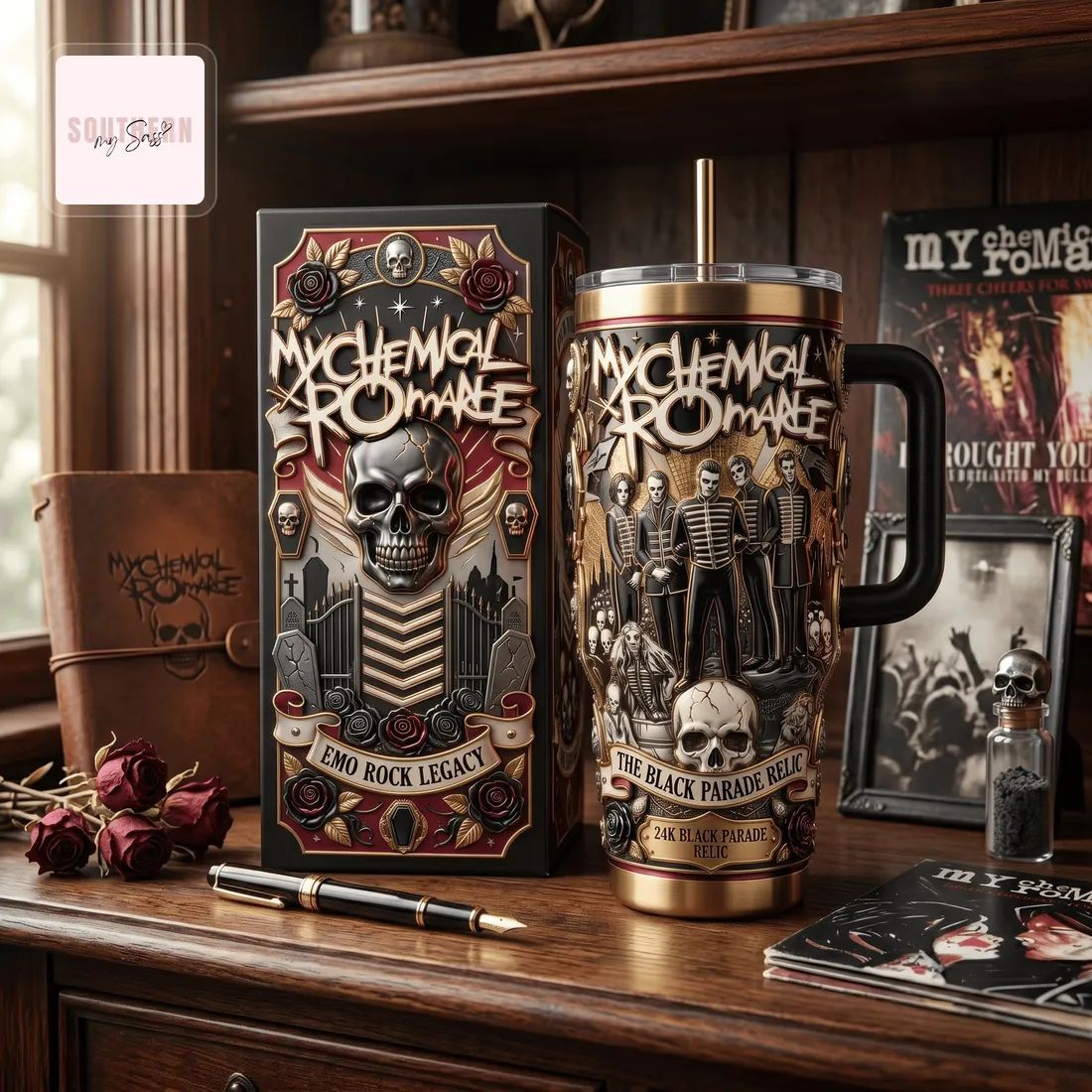 My Chemical Romance The Black Parade 30oz Premium Gold Relic Tumbler