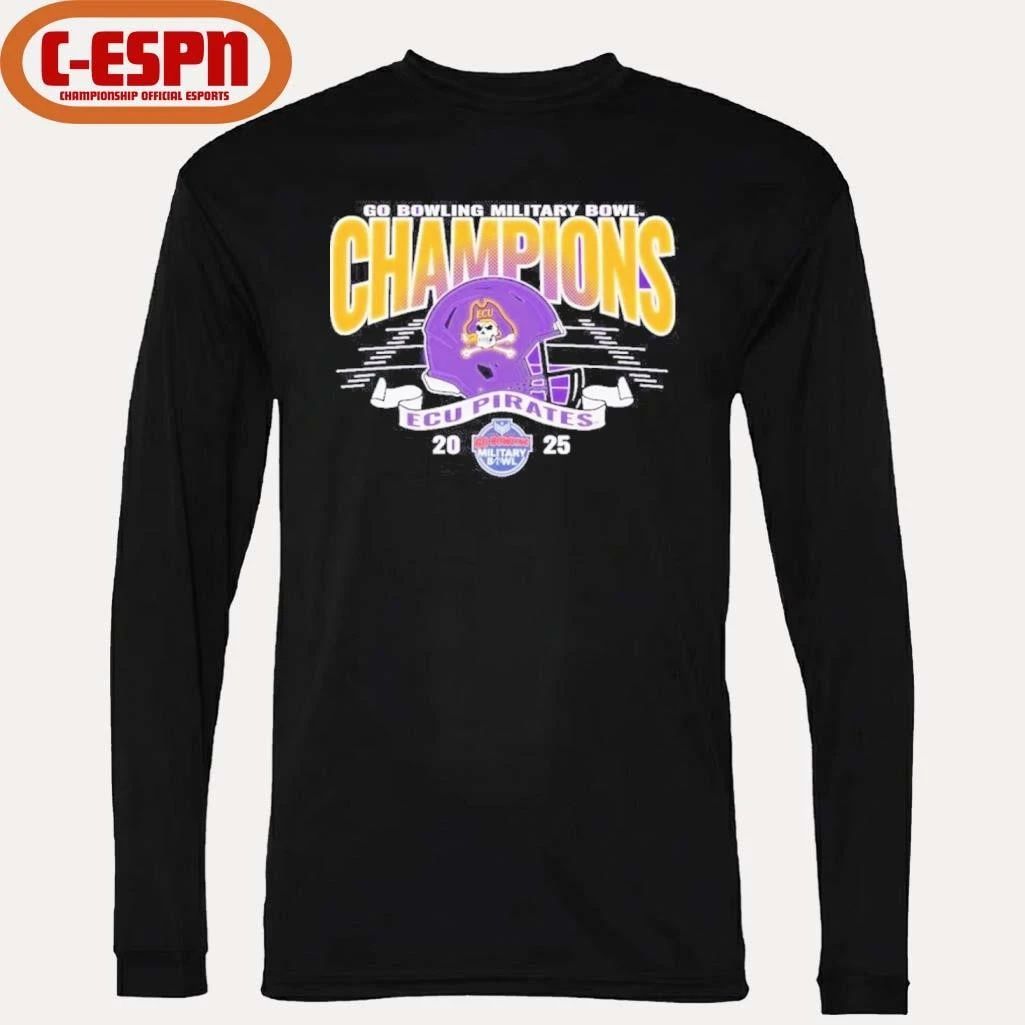 ECU Pirates 2025 Military Bowl Champions Helmet T-Shirt