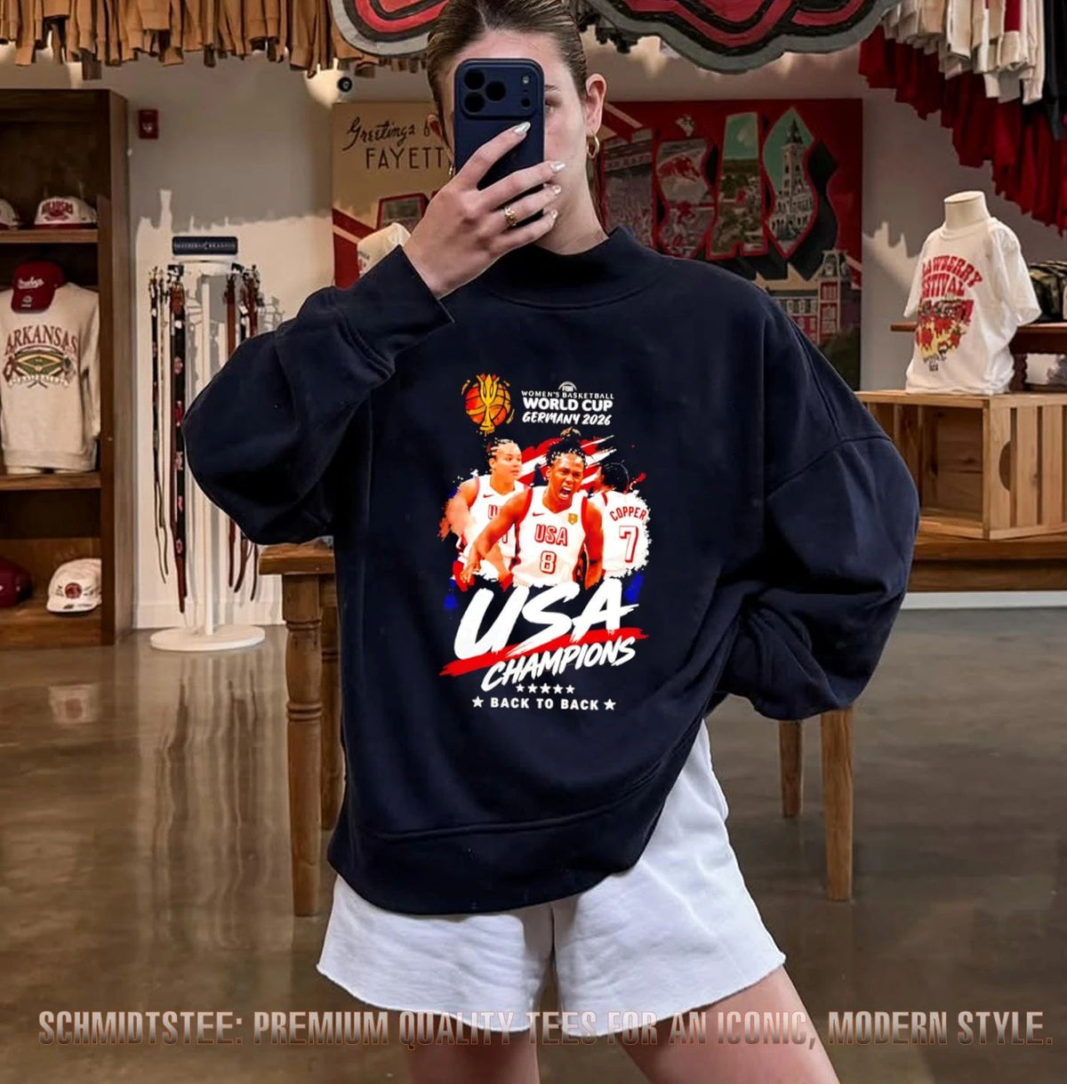 USA Women’s Basketball 2026 FIBA World Cup Champions Back-to-Back shirt