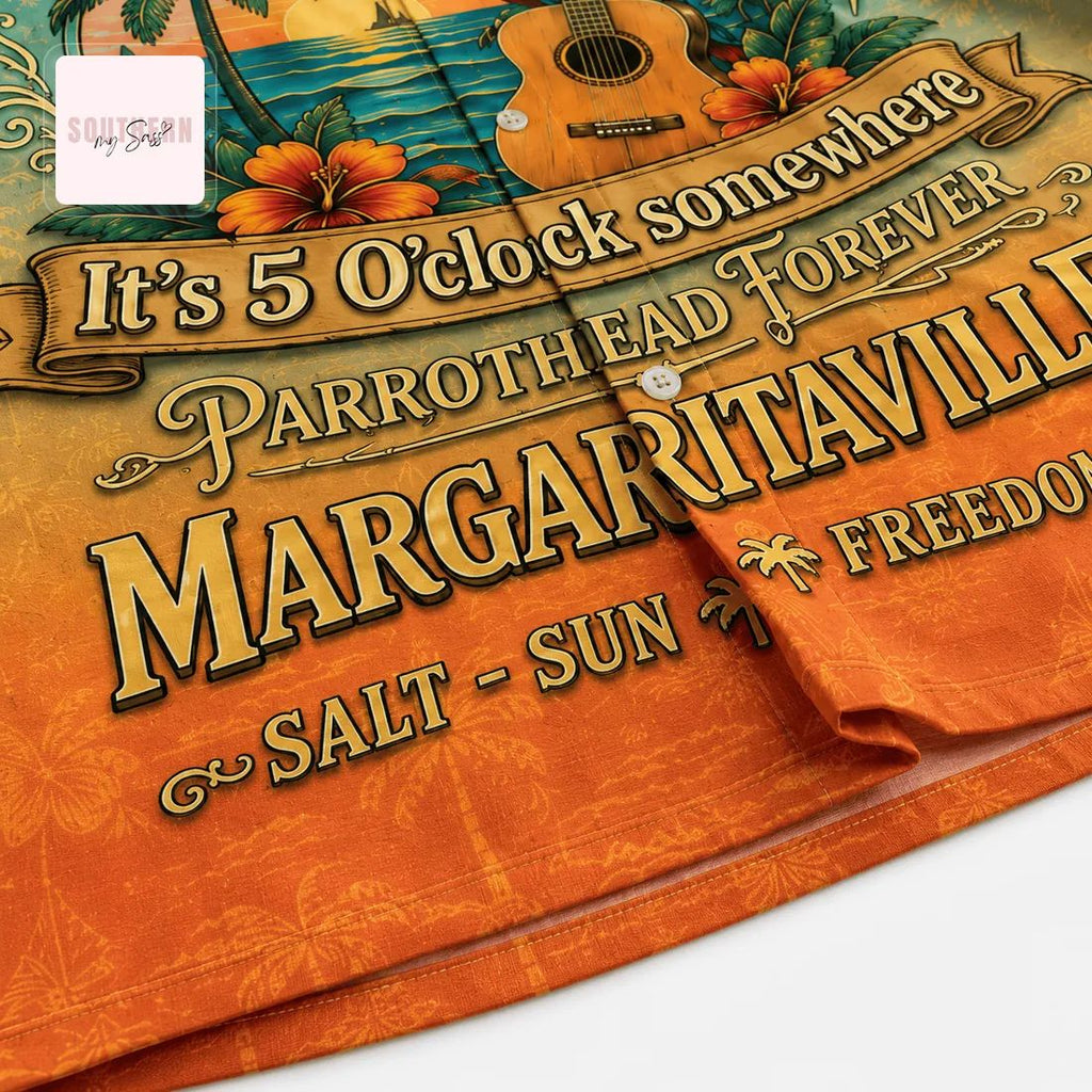 Jimmy Buffett Margaritaville Parrothead Tropical Sunset Beach Hawaiian Shirt