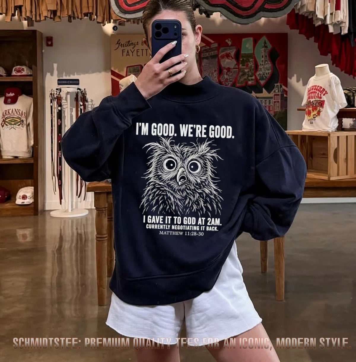 Owl I Gave It to God at 2am Currently Negotiating It Back Matthew 11 28-30 shirt