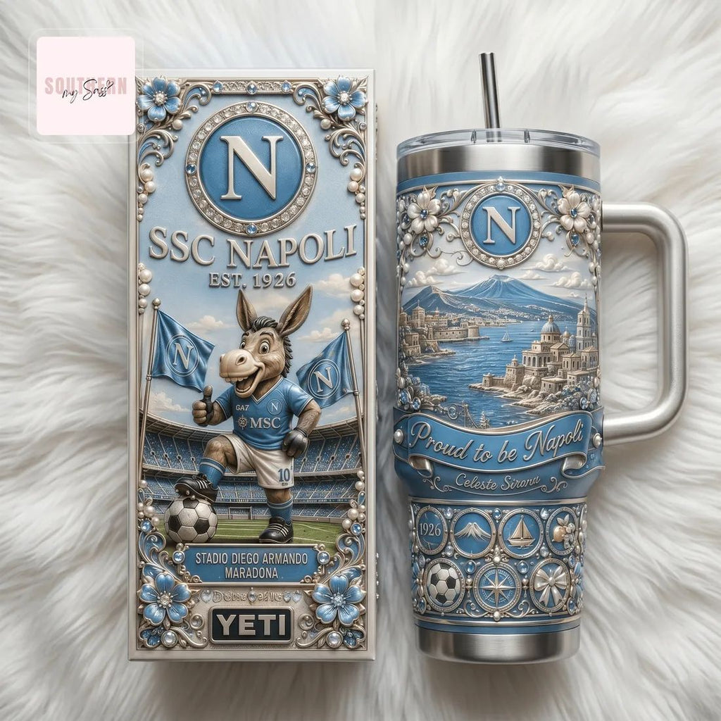 SSC Napoli Luxury 40oz 3D Embossed Fan Tumbler with Handle