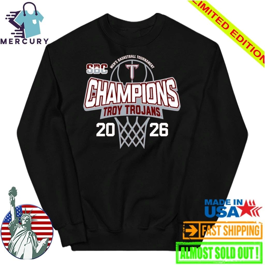 Troy Trojans 2026 Sun Belt Men’s Basketball Tournament Champions Shirt